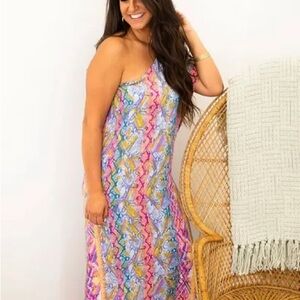 Savanna Jane Multicolor One-Shoulder Maxi Dress - NWT - Size Medium